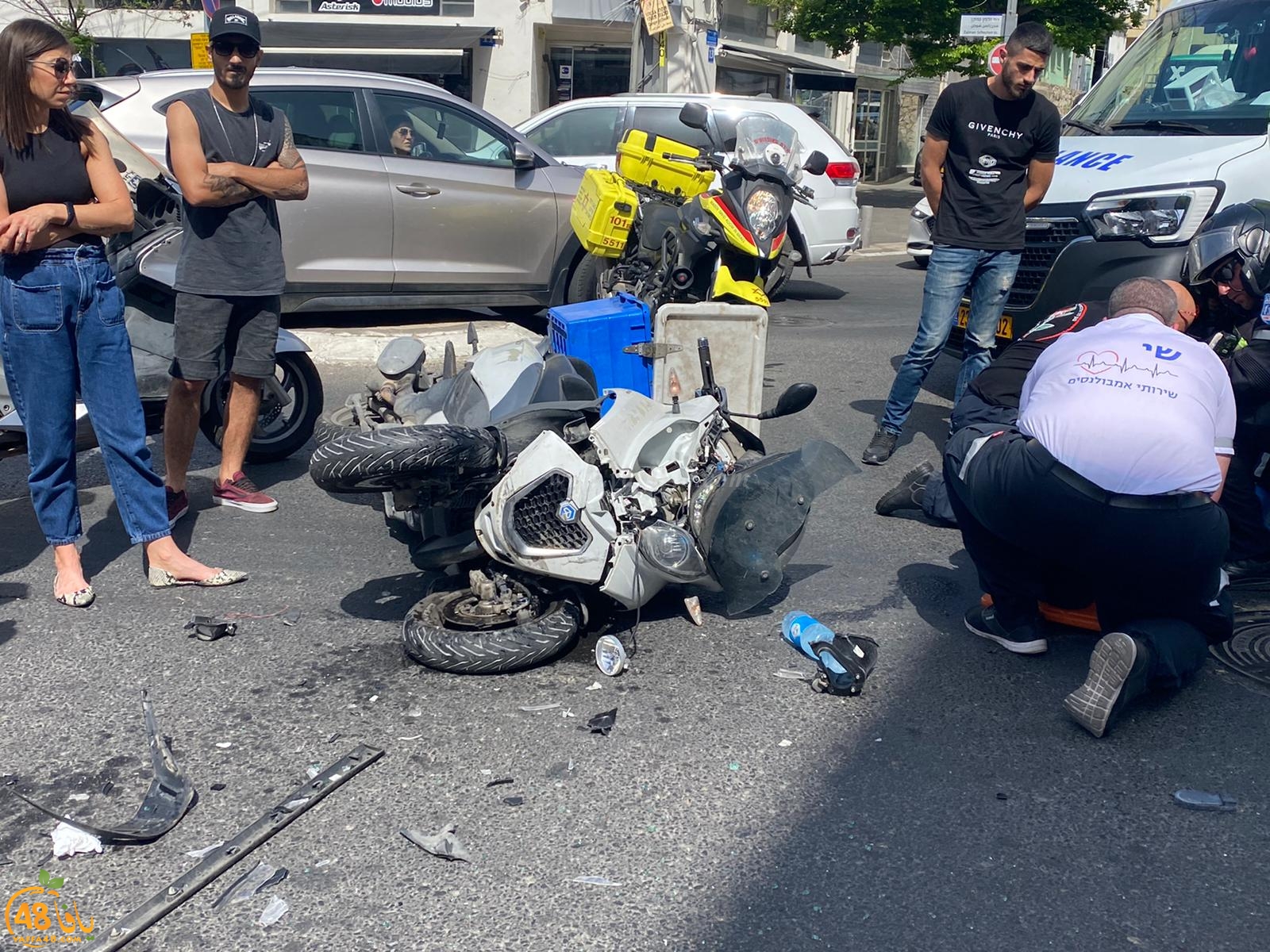 يافا: اصابة متوسطة لراكب دراجة نارية بحادث طرق 